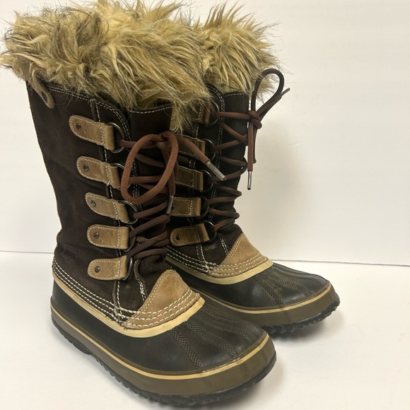 Sorel Snow Boots Womens 7 Joan Of Arctic Brown Suede Lined Winter Waterproof - Picture 2 of 12